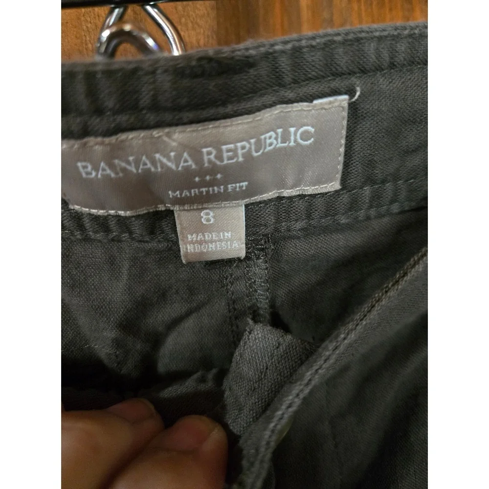 Banana Republic Martin Fit Cargo Pants Womens Gray Linen Cotton Cropped Utility